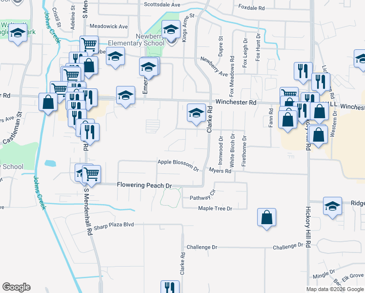 map of restaurants, bars, coffee shops, grocery stores, and more near 3708 Wax Myrtle Drive in Memphis