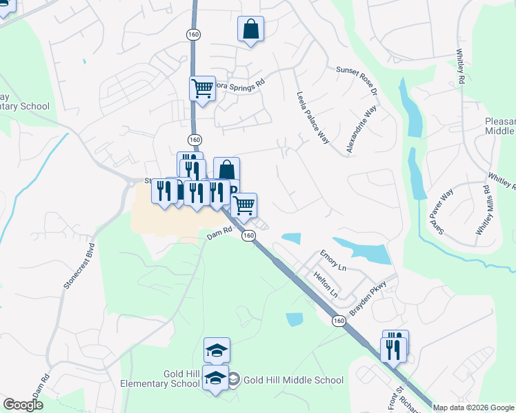 map of restaurants, bars, coffee shops, grocery stores, and more near 2291 Turnridge Court in Fort Mill