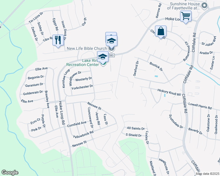 map of restaurants, bars, coffee shops, grocery stores, and more near 1316 Kershaw Loop in Fayetteville