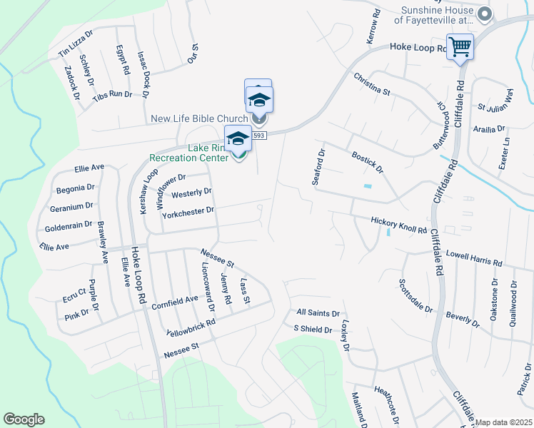 map of restaurants, bars, coffee shops, grocery stores, and more near 1309 Kershaw Loop in Fayetteville