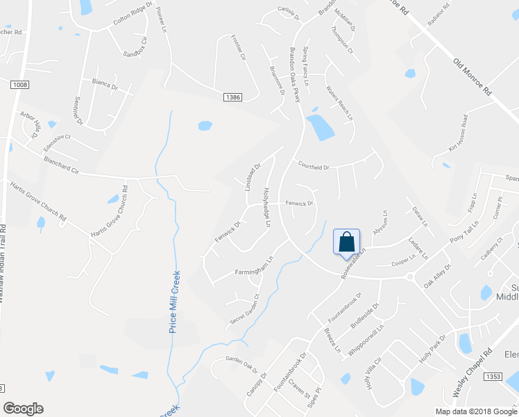 map of restaurants, bars, coffee shops, grocery stores, and more near 2000 Hollyhedge Lane in Indian Trail