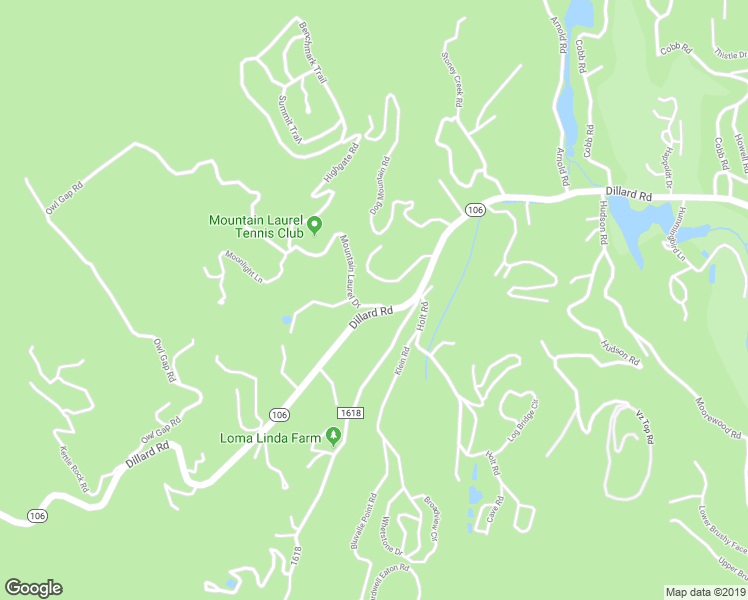 map of restaurants, bars, coffee shops, grocery stores, and more near 25 Mountain Laurel Drive in Highlands