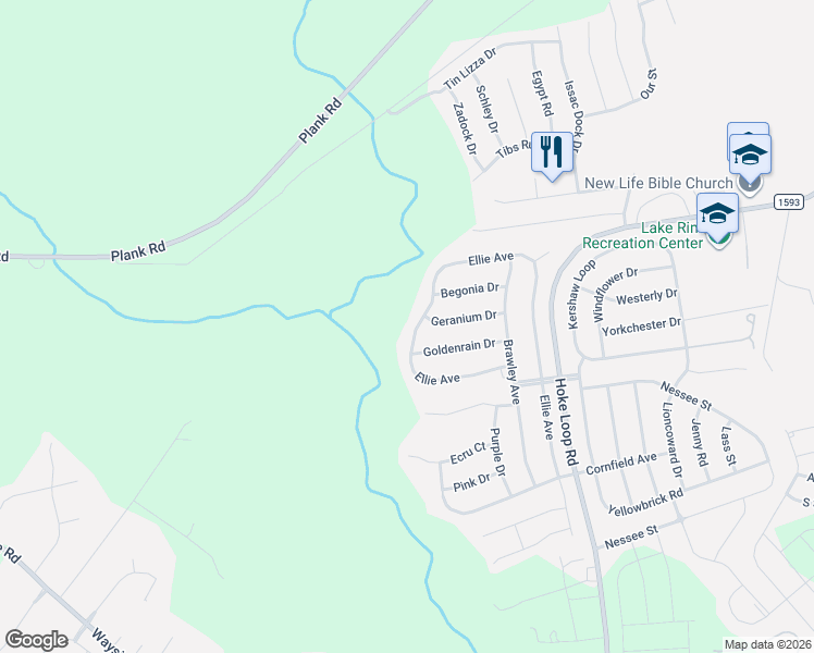map of restaurants, bars, coffee shops, grocery stores, and more near 1613 Ellie Avenue in Fayetteville