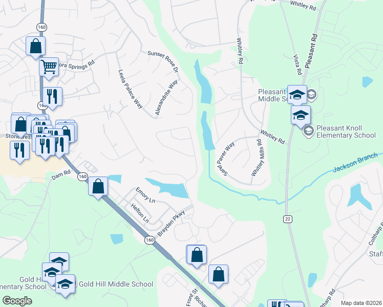 map of restaurants, bars, coffee shops, grocery stores, and more near 1428 Afton Way in Fort Mill