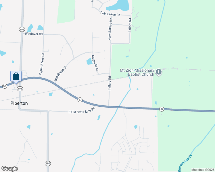 map of restaurants, bars, coffee shops, grocery stores, and more near 195 Ballard Road in Piperton