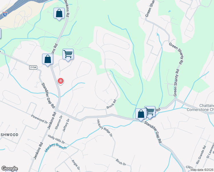 map of restaurants, bars, coffee shops, grocery stores, and more near 8309 North Thumberland Lane in Chattanooga