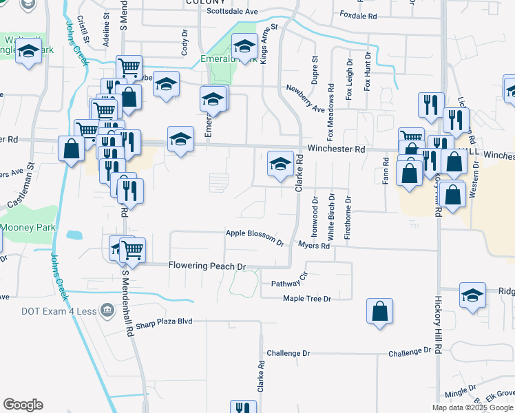 map of restaurants, bars, coffee shops, grocery stores, and more near 3708 Wax Myrtle Drive in Memphis
