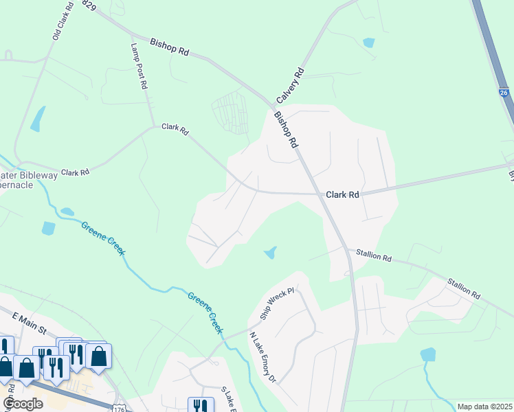 map of restaurants, bars, coffee shops, grocery stores, and more near 129 Gaines Drive in Inman