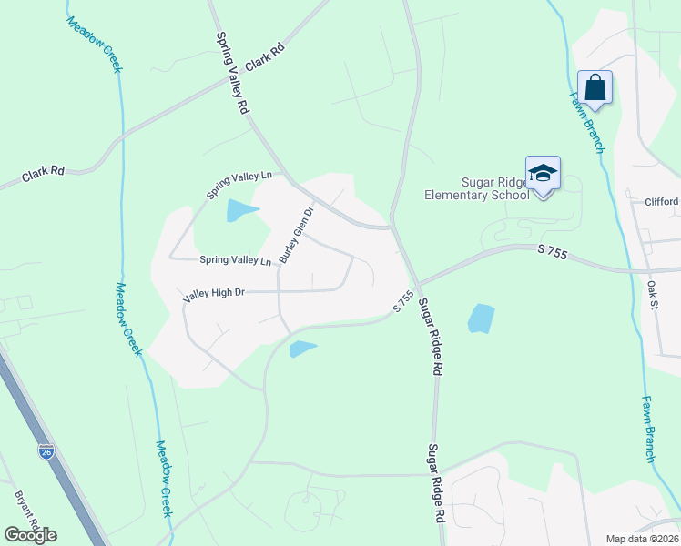 map of restaurants, bars, coffee shops, grocery stores, and more near 335 Valley High Drive in Inman