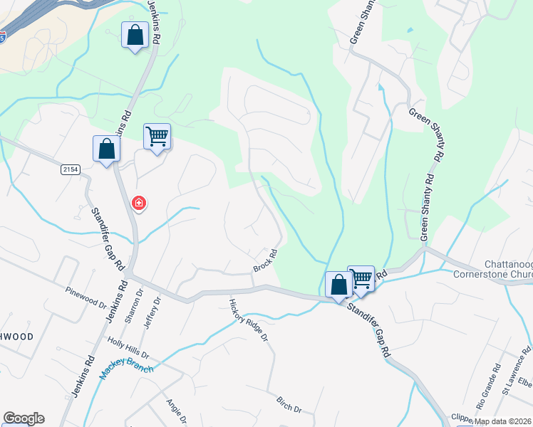 map of restaurants, bars, coffee shops, grocery stores, and more near 8309 North Thumberland Lane in Chattanooga