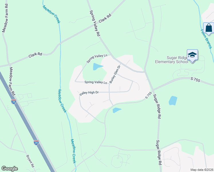 map of restaurants, bars, coffee shops, grocery stores, and more near 442 Burley Glen Dr in Inman