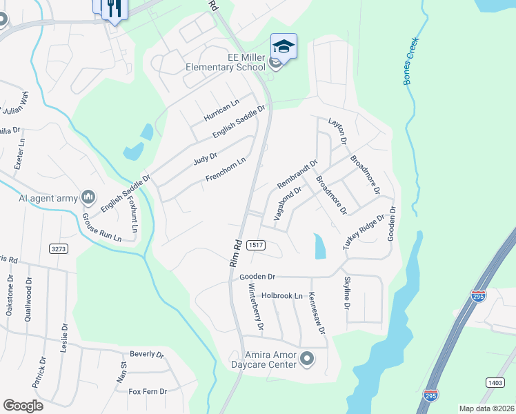 map of restaurants, bars, coffee shops, grocery stores, and more near 824 Rembrandt Drive in Fayetteville