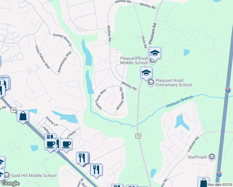 map of restaurants, bars, coffee shops, grocery stores, and more near 421 Silver Cypress Lane in Fort Mill