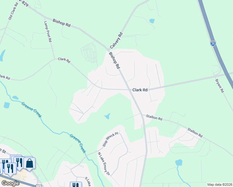 map of restaurants, bars, coffee shops, grocery stores, and more near 1242 Clark Road in Inman