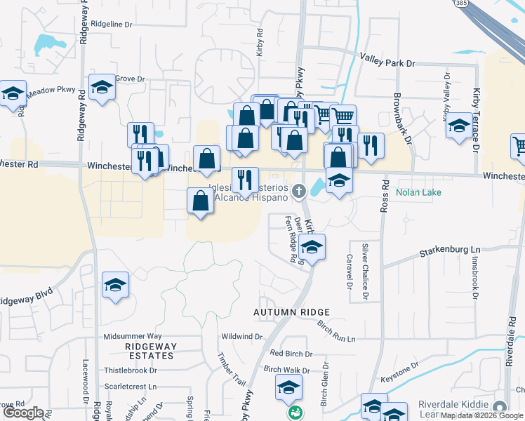 map of restaurants, bars, coffee shops, grocery stores, and more near 3709 Deer Forest Drive in Memphis