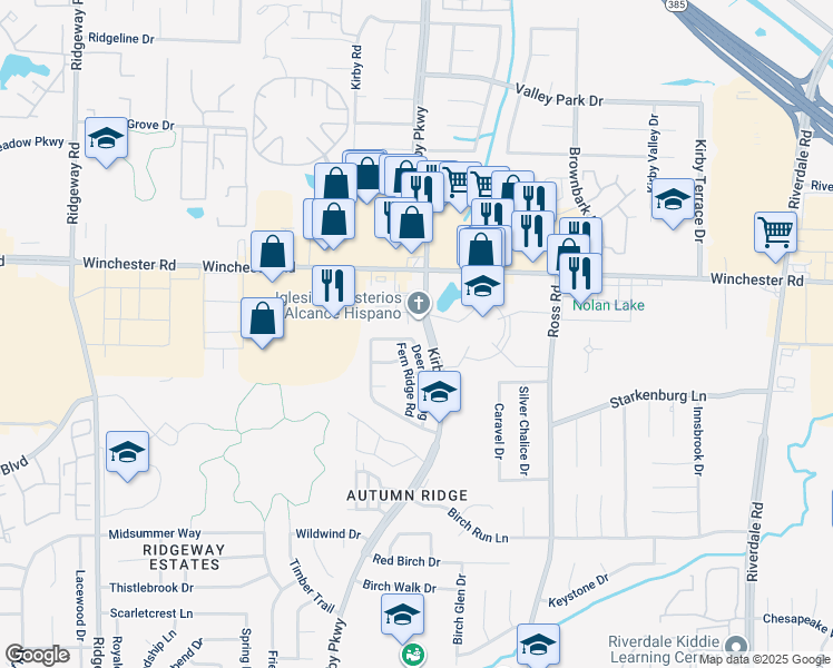 map of restaurants, bars, coffee shops, grocery stores, and more near 3710 Deer Crossing in Memphis