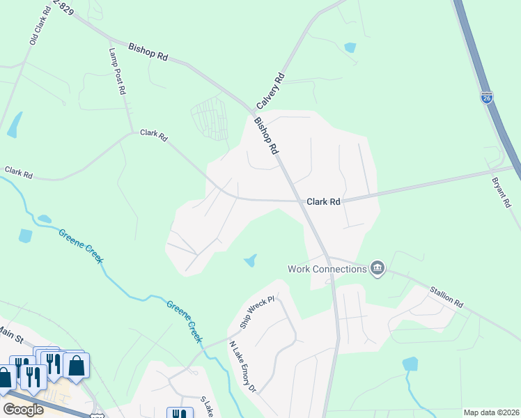 map of restaurants, bars, coffee shops, grocery stores, and more near 1168 Clark Road in Inman