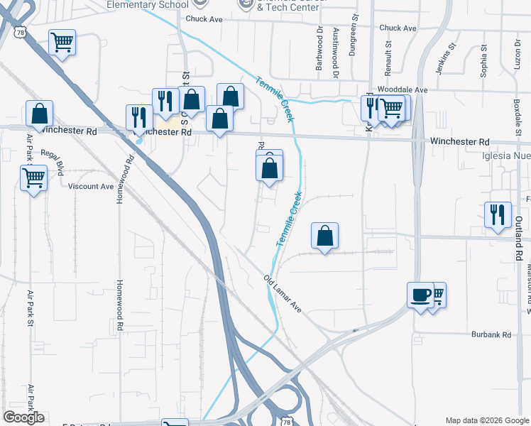 map of restaurants, bars, coffee shops, grocery stores, and more near 3700 Cherry Road in Memphis