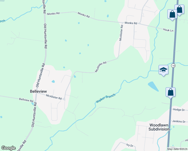 map of restaurants, bars, coffee shops, grocery stores, and more near 64 McAlister Road in Fayetteville