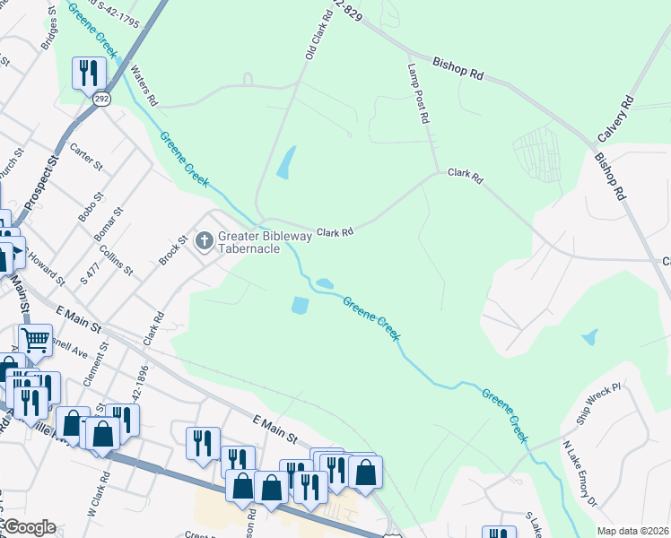 map of restaurants, bars, coffee shops, grocery stores, and more near 700 Clark Road in Inman