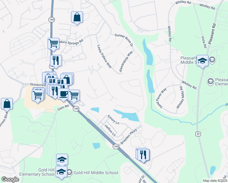 map of restaurants, bars, coffee shops, grocery stores, and more near 1424 Old Tara Lane in Fort Mill