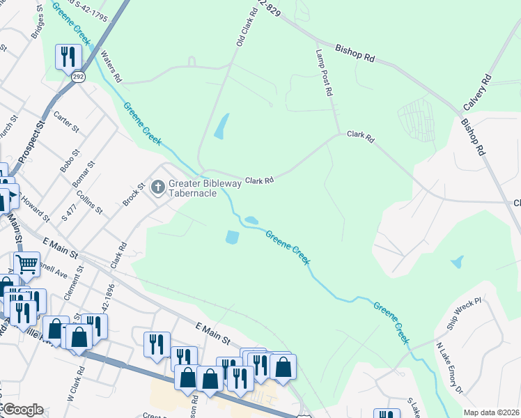 map of restaurants, bars, coffee shops, grocery stores, and more near 700 Clark Road in Inman