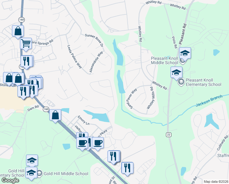 map of restaurants, bars, coffee shops, grocery stores, and more near 1428 Afton Way in Fort Mill