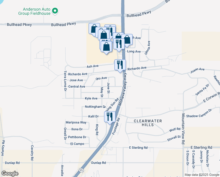 map of restaurants, bars, coffee shops, grocery stores, and more near 1692 Central Ave in Bullhead City