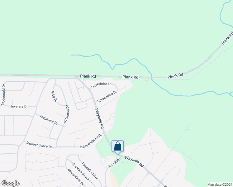 map of restaurants, bars, coffee shops, grocery stores, and more near 124 Sprucepine Drive in Raeford