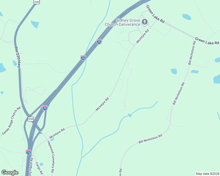 map of restaurants, bars, coffee shops, grocery stores, and more near 281 McIntyre Road in Ellerbe