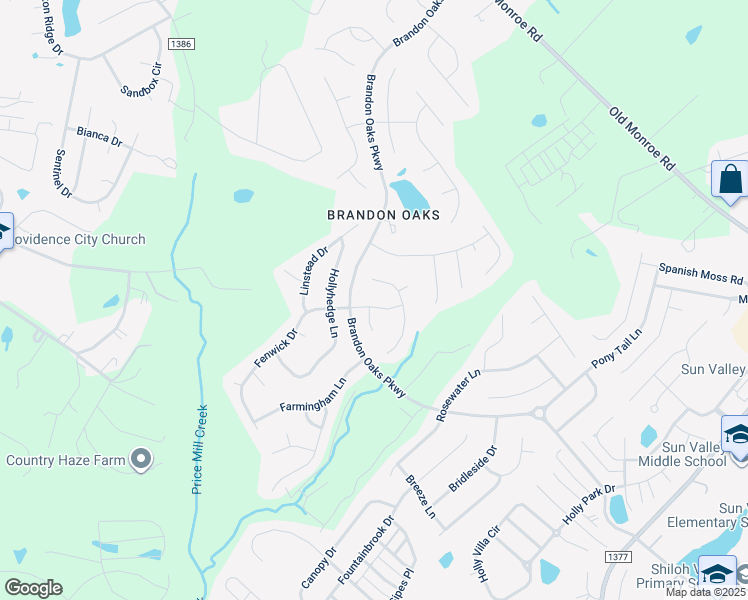 map of restaurants, bars, coffee shops, grocery stores, and more near 6894 Fenwick Drive in Indian Trail