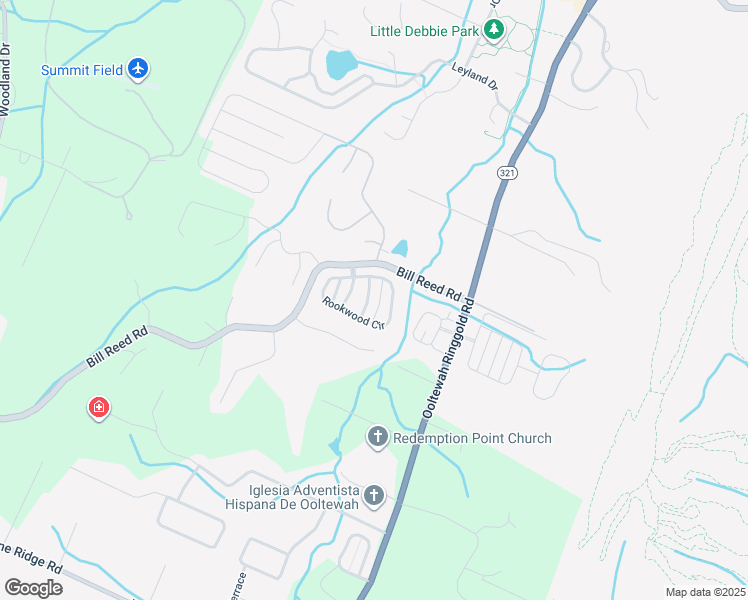 map of restaurants, bars, coffee shops, grocery stores, and more near 4152 Birdseye View in Ooltewah
