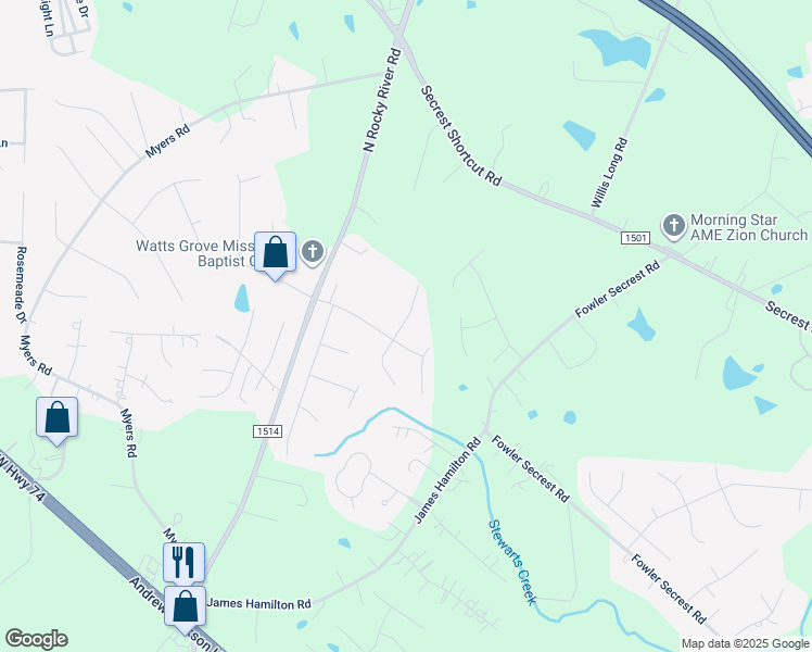 map of restaurants, bars, coffee shops, grocery stores, and more near 3106 Blueberry Drive in Monroe
