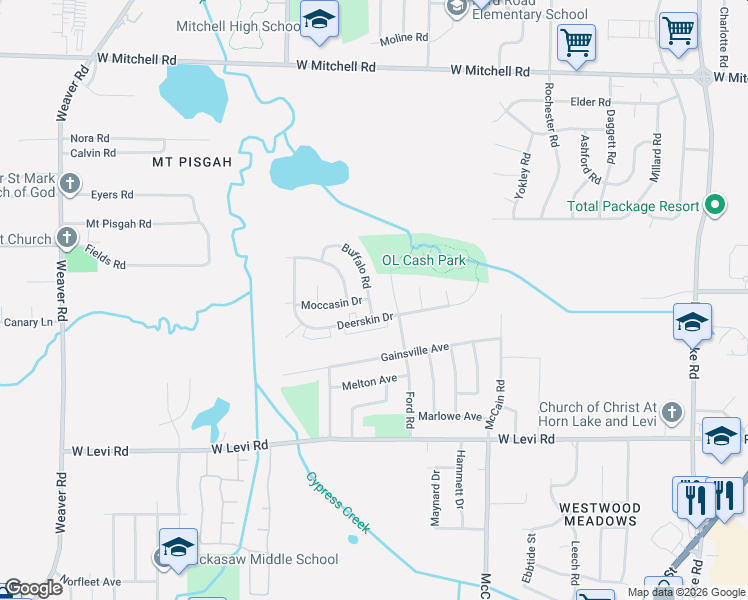map of restaurants, bars, coffee shops, grocery stores, and more near 3699 Ford Road in Memphis