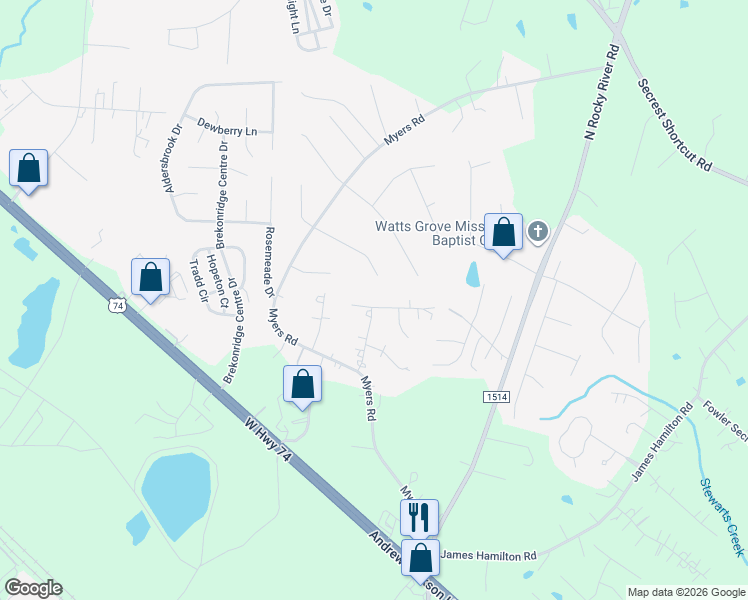 map of restaurants, bars, coffee shops, grocery stores, and more near 4308 Richland Court in Monroe