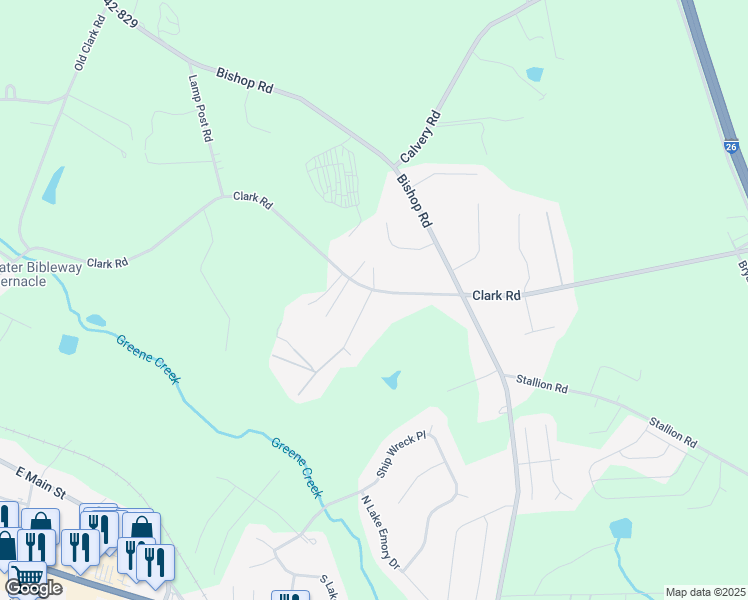 map of restaurants, bars, coffee shops, grocery stores, and more near 1108 Clark Road in Inman