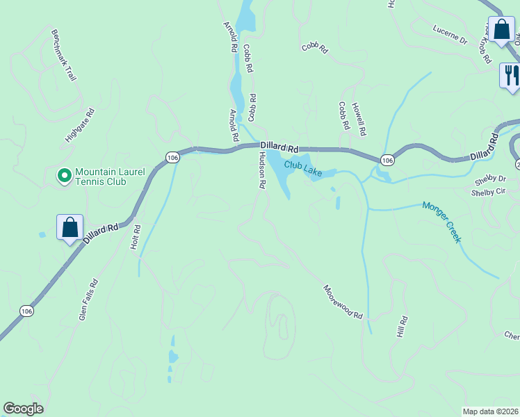 map of restaurants, bars, coffee shops, grocery stores, and more near 85 Moorewood Circle in Highlands