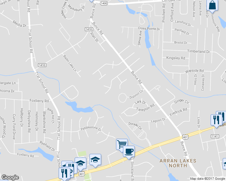 map of restaurants, bars, coffee shops, grocery stores, and more near 6561 Portsmouth Drive in Fayetteville