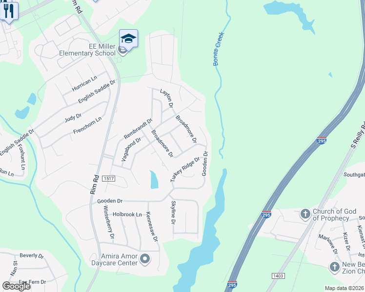 map of restaurants, bars, coffee shops, grocery stores, and more near 828 Coathill Street in Fayetteville