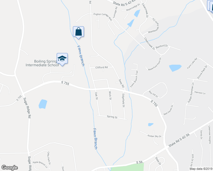 map of restaurants, bars, coffee shops, grocery stores, and more near 1711 Hanging Rock Road in Boiling Springs