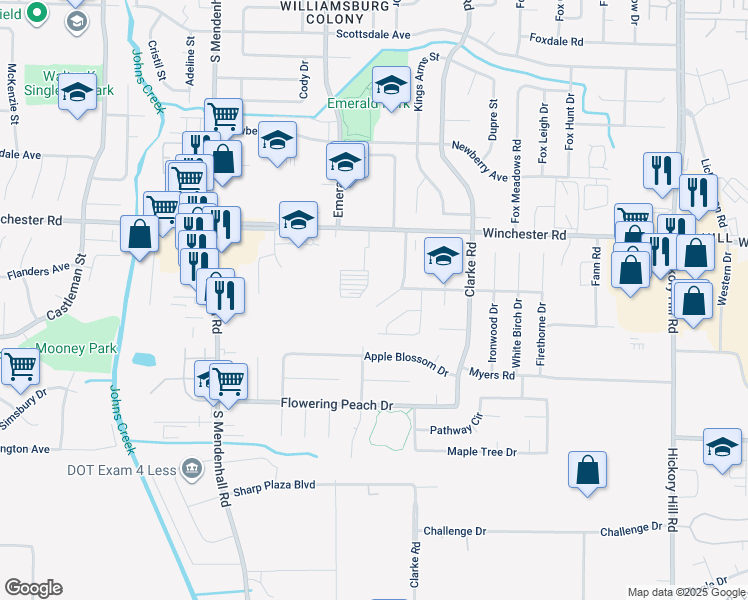 map of restaurants, bars, coffee shops, grocery stores, and more near 3701 Hyacinth Drive in Memphis