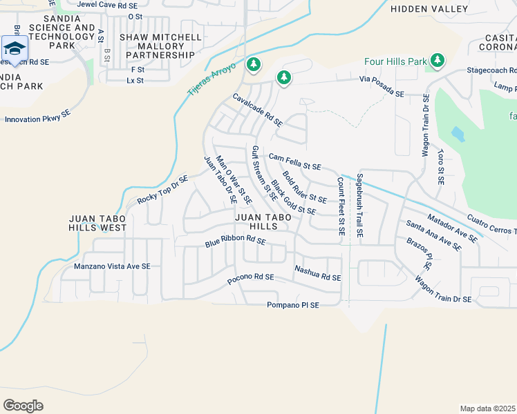 map of restaurants, bars, coffee shops, grocery stores, and more near 11815 Gallant Fox Road Southeast in Albuquerque