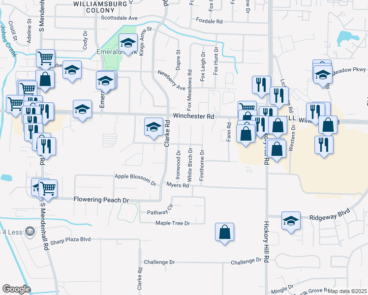 map of restaurants, bars, coffee shops, grocery stores, and more near 3702 Ironwood Drive in Memphis