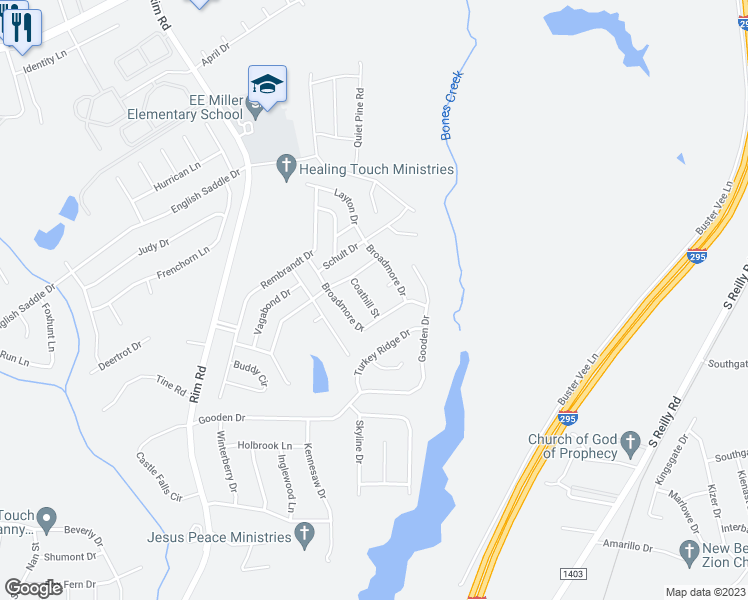 map of restaurants, bars, coffee shops, grocery stores, and more near 821 Coathill Street in Fayetteville