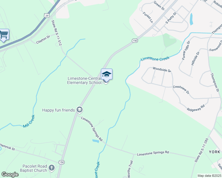 map of restaurants, bars, coffee shops, grocery stores, and more near 727 Pacolet Highway in Gaffney
