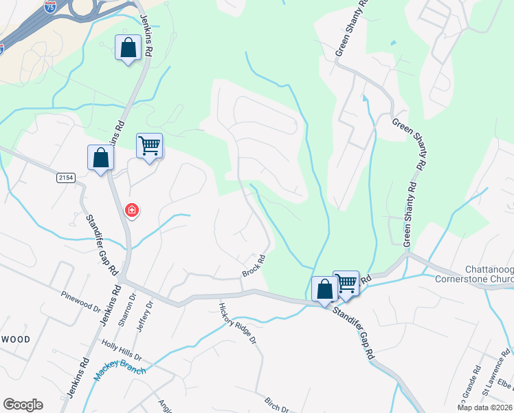 map of restaurants, bars, coffee shops, grocery stores, and more near 8309 North Thumberland Lane in Chattanooga