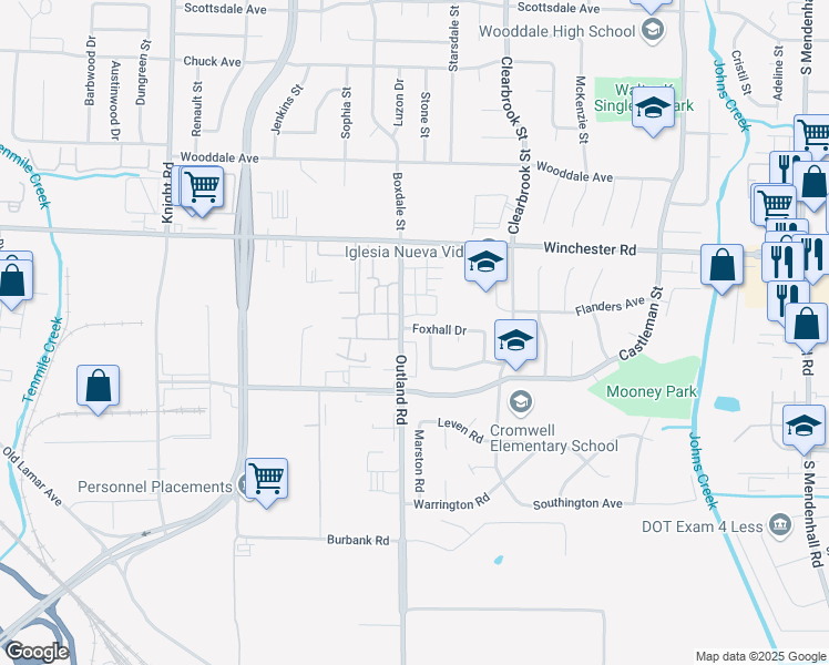 map of restaurants, bars, coffee shops, grocery stores, and more near 4883 Fernbrook Drive in Memphis