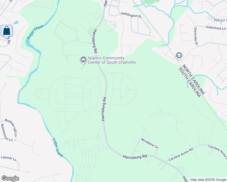 map of restaurants, bars, coffee shops, grocery stores, and more near 11656 Harrisburg Road in Fort Mill