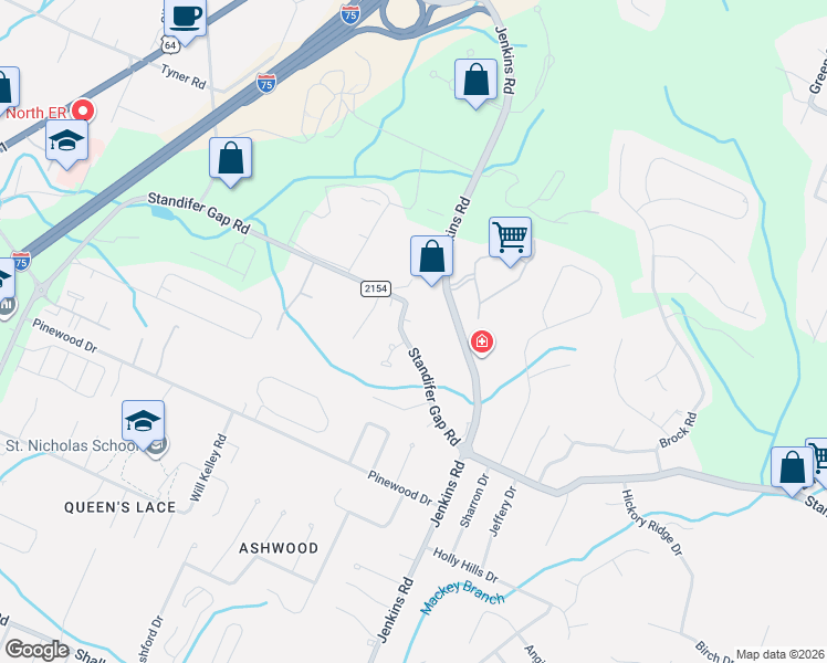 map of restaurants, bars, coffee shops, grocery stores, and more near 2746 Applebrook Lane in Chattanooga