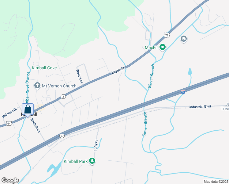 map of restaurants, bars, coffee shops, grocery stores, and more near 1720 Main Street in Jasper